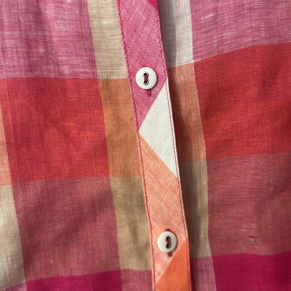 Foxcroft Linen Checkered Top 4 - Picture 3 of 7